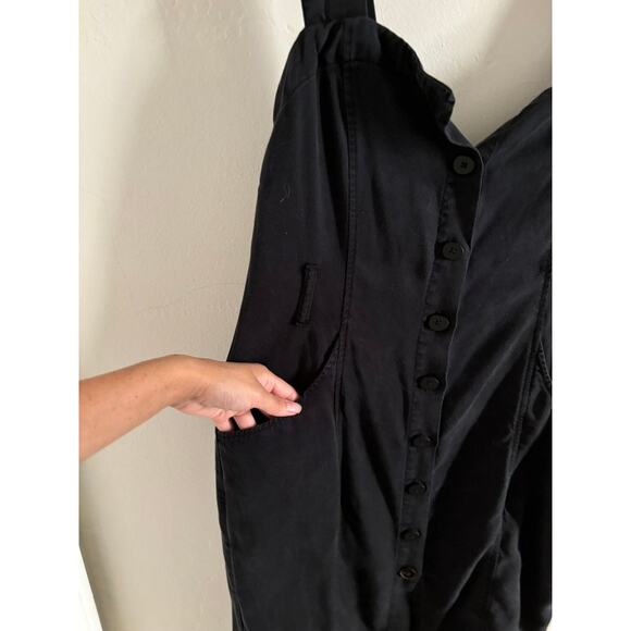 Zara Trf Collection Dress Women's Medium Black Front Button Up Midi Pockets - Picture 3 of 6